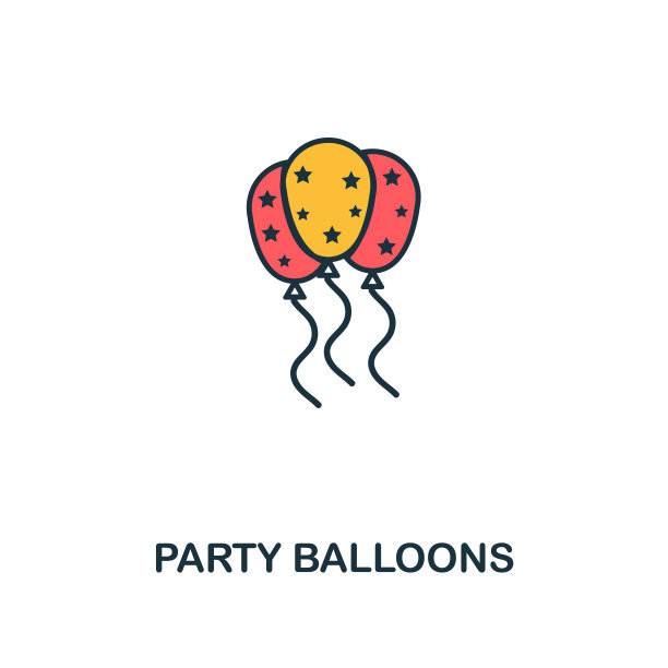 派对气球图标。创意2颜色设计从派对气球图标从派对图标收集。完美的网页设计，应用程序，软件，打印图片下载