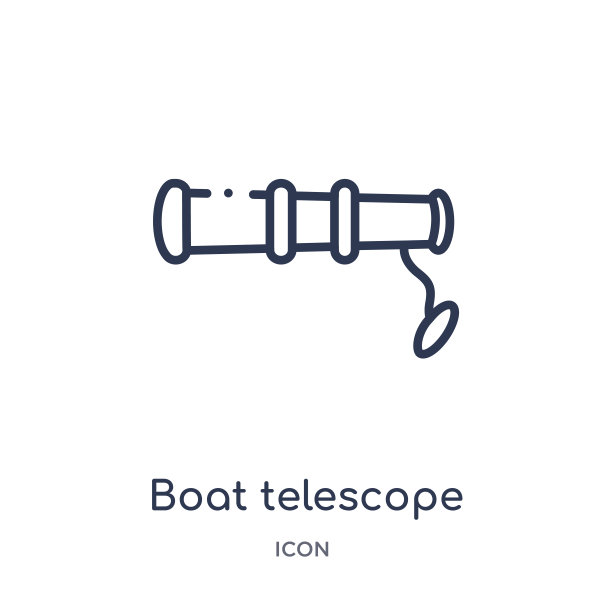 船望远镜图标从航海轮廓收集。细线船望远镜图标孤立在白色背景。图片下载