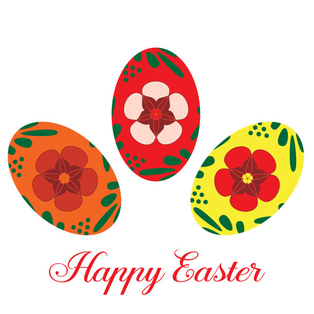 复活节彩蛋，矢量平面孤立插图图片下载