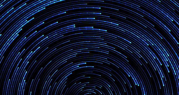 蓝色圆形闪闪发光的背景。抽象的星空或外太空素材图片