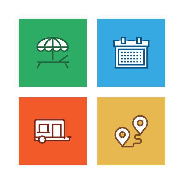 旅游线路图标集图片下载