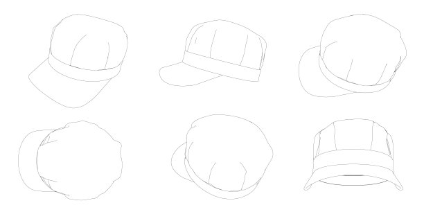 设置与帽的轮廓与一个高峰。带有不同类型黑线的帽子。矢量图图片下载