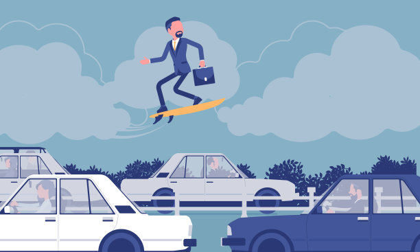 商人在塞车上冲浪图片下载