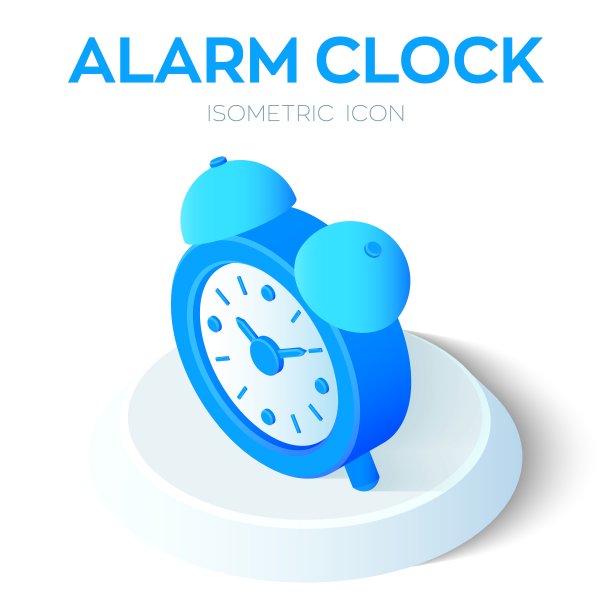 闹钟图标。3D等距闹钟标志。时间的象征。为移动，Web，装饰，印刷产品，应用程序创建。完美的网页设计，横幅和演示。矢量插图。图片下载