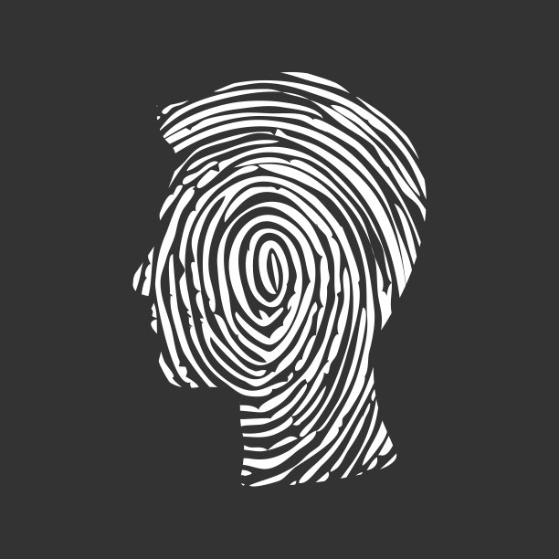 符号指纹头，白色指纹标志线。图片下载