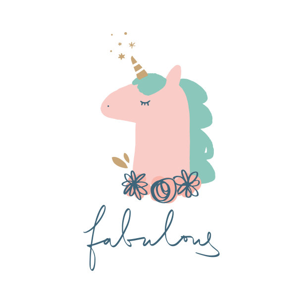 独角兽派对矢量，可爱的托儿所墙壁艺术，动物版画，粉彩婴儿室装饰图片，剪贴艺术图片下载