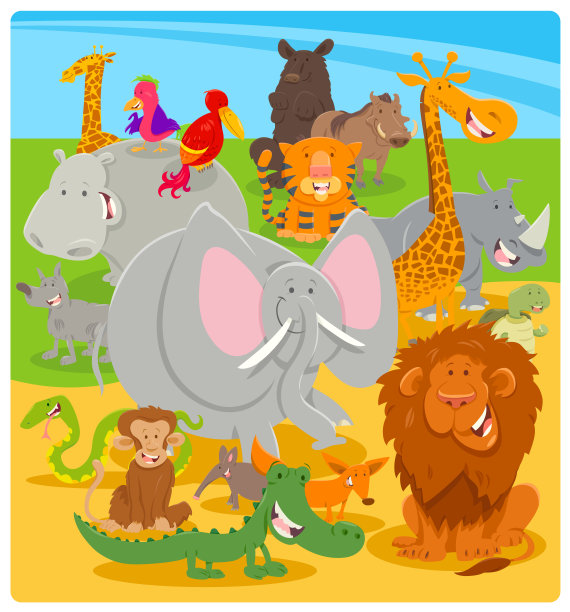 卡通可爱的动物人物群图片下载