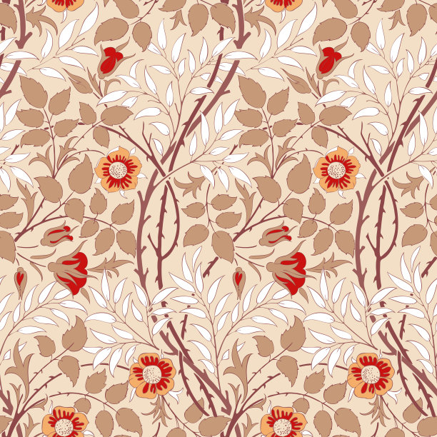 现代花卉无缝模式为您的设计。打印在纸上或纺织品上。桌面墙纸。矢量插图。背景。图片下载