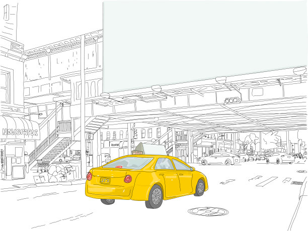 阿斯托利亚出租车黑白相间图片下载