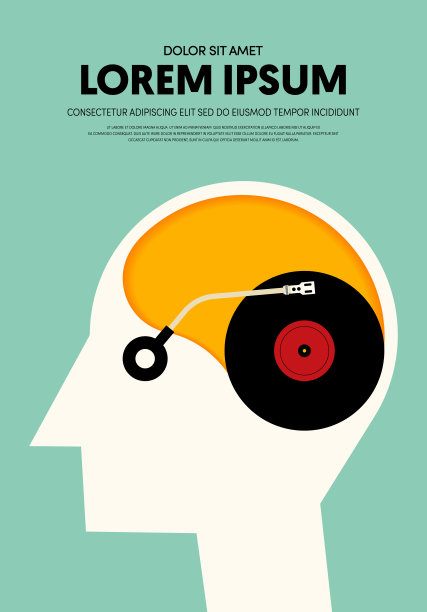 音乐海报现代复古复古风格装饰与黑胶唱片图片下载