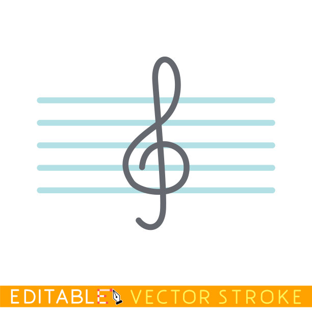 高音谱号图标。可编辑的笔画草图图标。股票矢量插图。图片下载