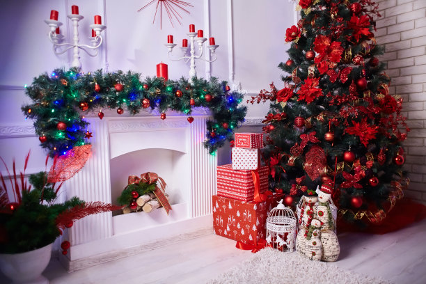 美丽的房间内部装饰圣诞节图片下载