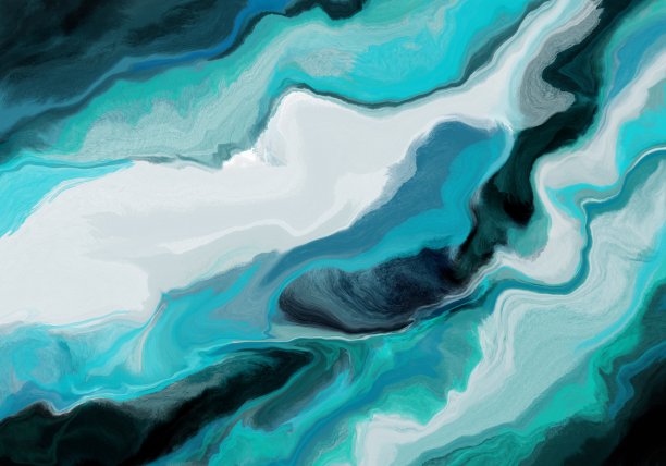 超级华丽的抽象画。液体涂料技术背景。大理石效果的绘画。背景墙纸，海报，卡片，邀请，网站。混合蓝色，绿松石色和黑色。图片下载