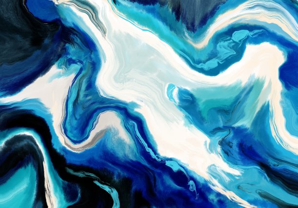 超级华丽的抽象画。液体涂料技术背景。大理石效果的绘画。背景墙纸，海报，卡片，邀请，网站。混合蓝色，绿松石色和黑色。图片下载