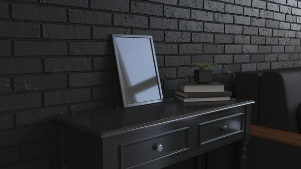 海报或相框的模型在室内图片下载