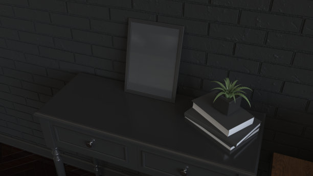 海报或相框的模型在室内图片下载