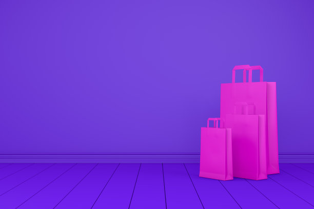 3D纸质购物袋，简约设计图片下载