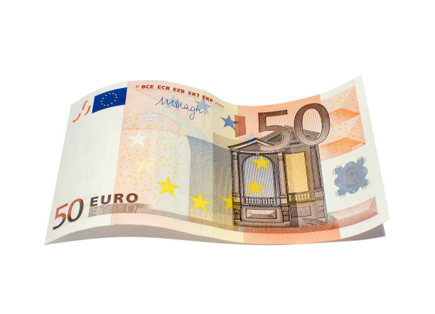 50张欧元钞票孤立在白色背景上图片下载
