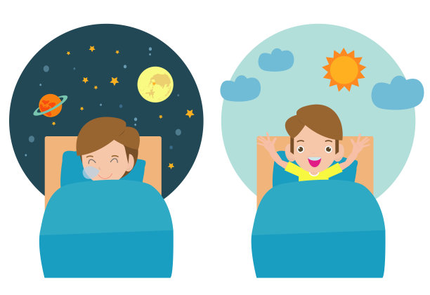 矢量插画：儿童的睡眠与觉醒素材图片