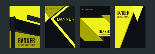 垂直网页横幅模板与黄色和黑色元素相交的线和空间的一张照片。图片下载