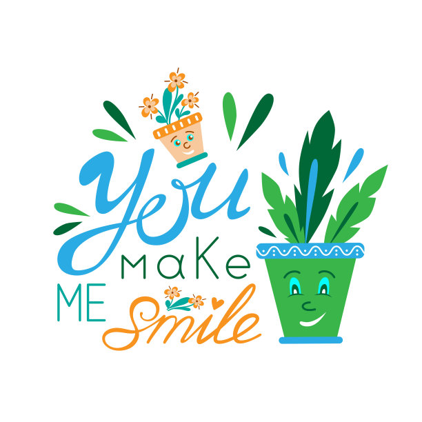 你让我微笑。海报,明信片,旗帜。涂鸦矢量插图。刻字图片下载