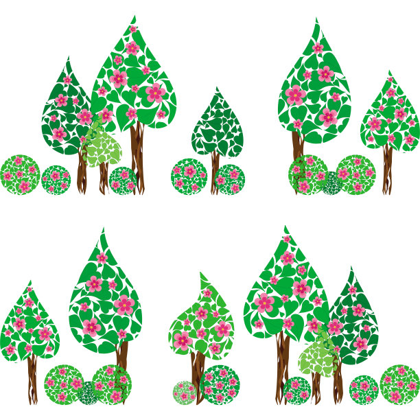 复古无缝背景树图片下载