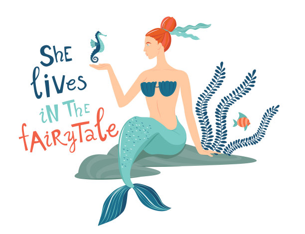美人鱼是真正的字母。带尾巴的女孩。海洋生物图片下载