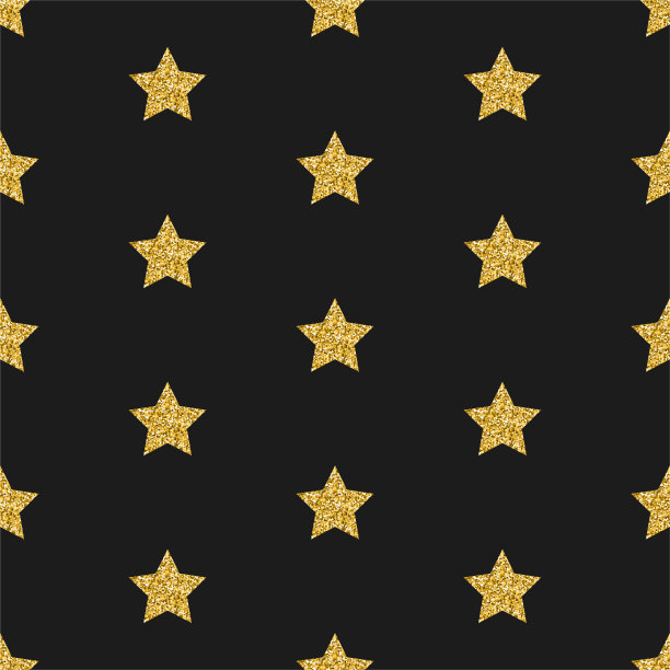 无缝抽象向量金色闪耀星星图案/闪耀闪耀元素黑色和金色背景/金色闪亮时尚时尚图案图片下载