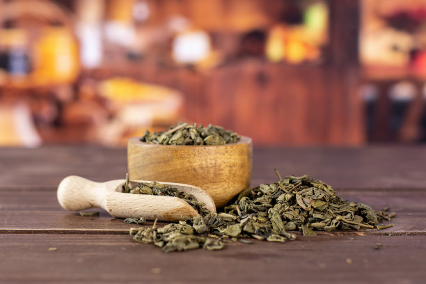 干绿茶和乡村厨房图片下载