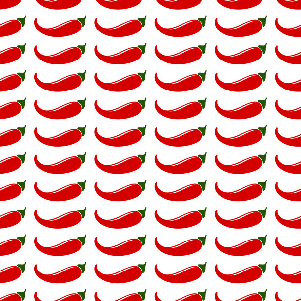 简单的平面风格红辣椒辣椒插图。向量无缝模式图片下载