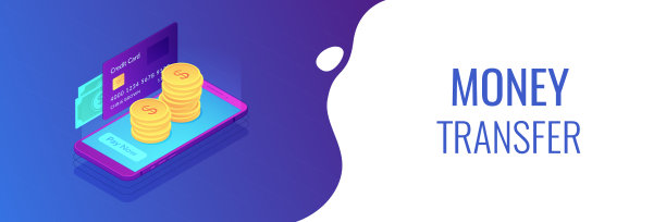 货币转移等距3D横幅标题。图片下载