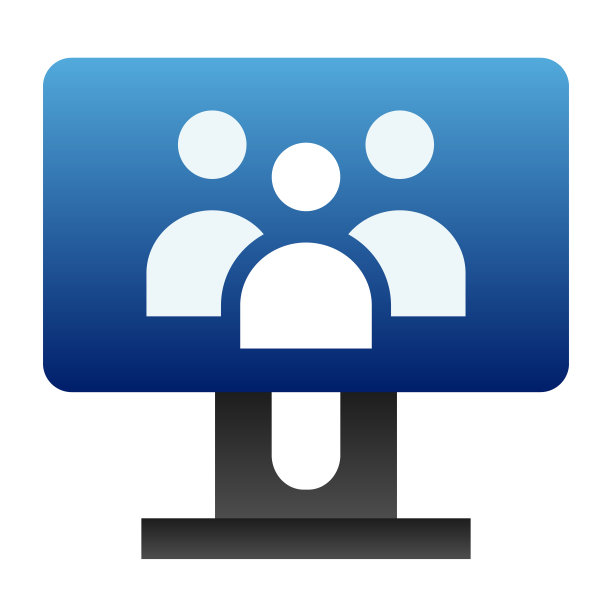 一组人在显示器屏幕上的平面图标。团队在屏幕上的颜色图标在时尚的平面风格。人渐变风格设计，专为网页和应用设计。Eps 10。图片下载