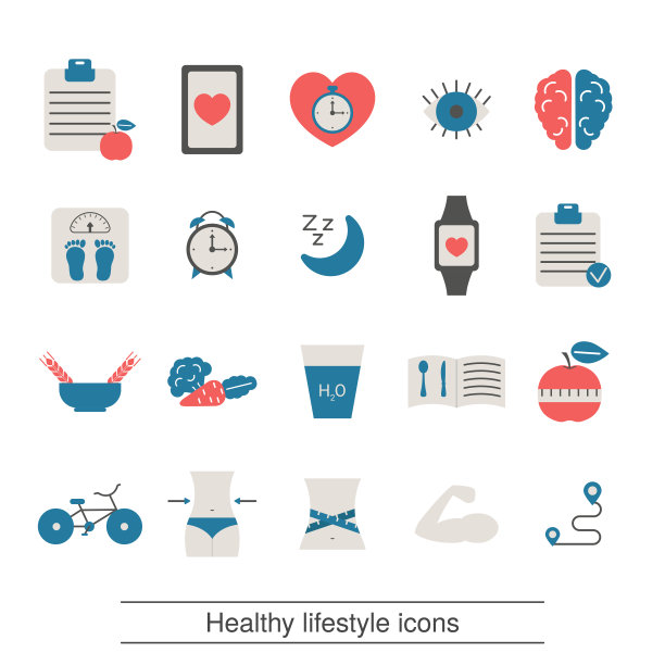 健康的生活方式和和保健图标集图片下载