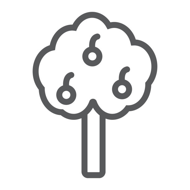 苹果树线图标，农场和花园，果树标志，矢量图形，白色背景上的线性模式。图片下载