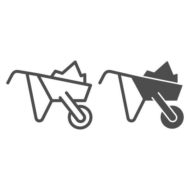 手推车线性图标：花园手推车矢量插图，专为网页和应用程序设计图片下载