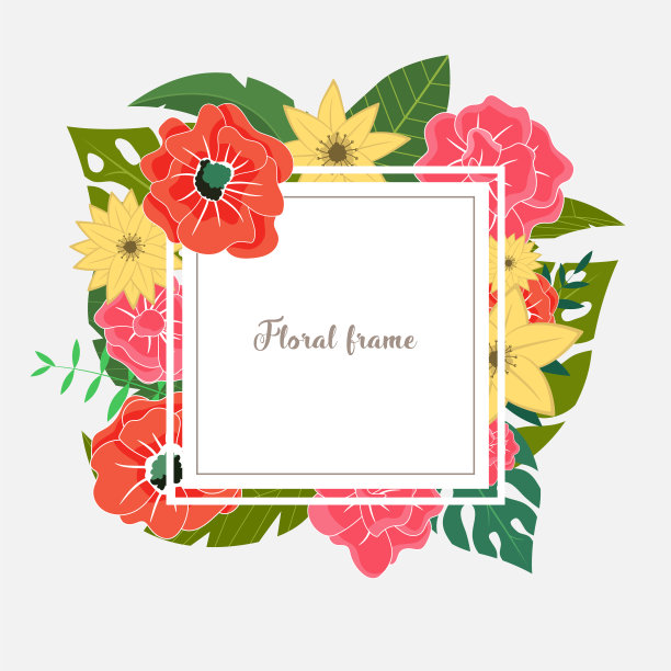 优雅的设计插图花卉框架模板内的文字图片下载