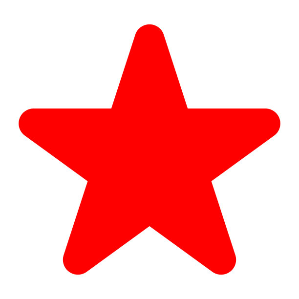 星形符号图标-红色简单，5点圆形，孤立-矢量图片下载