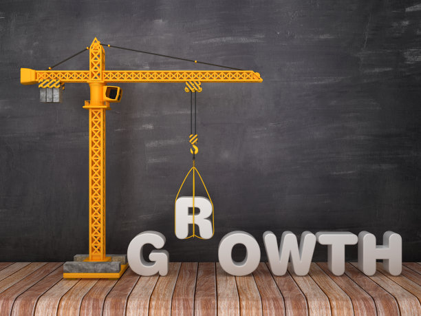 塔吊与生长字黑板背景- 3D渲染图片下载