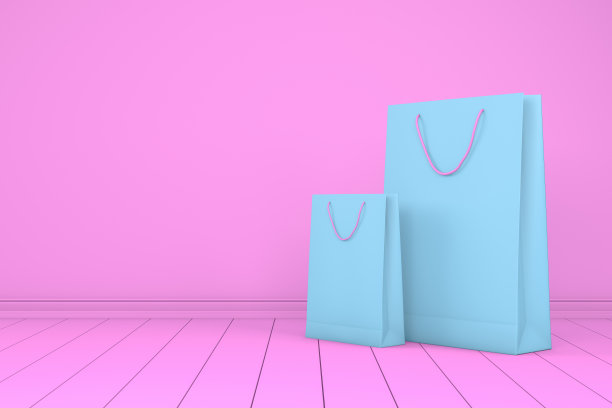 3D纸质购物袋，简约设计图片下载