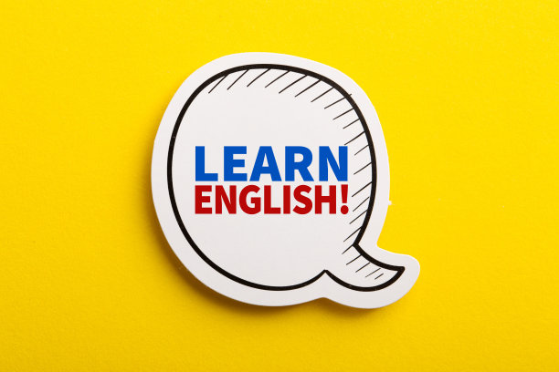 黄色背景下孤立学习英语演讲泡泡图片下载