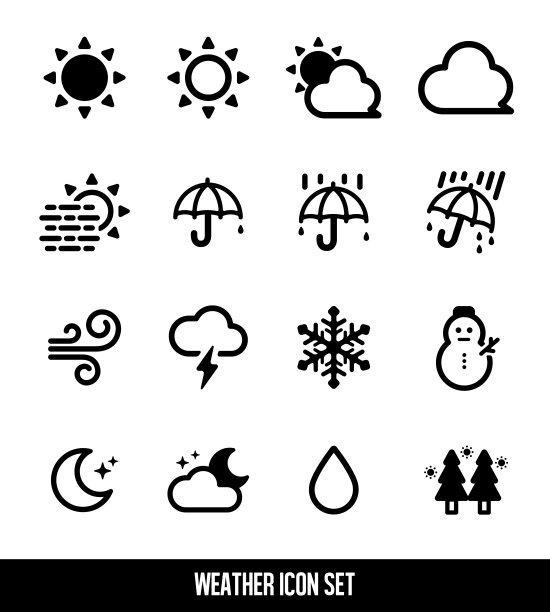 天气图标合集（太阳、雨、多云、雪、雾等）图片下载