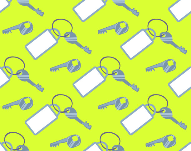 酒店钥匙以空白白键fob无缝图案绿色背景水平图片下载