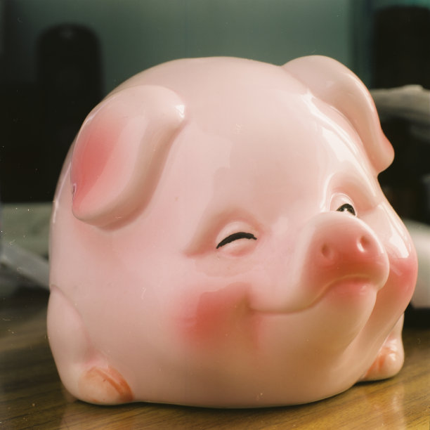 陶瓷小猪储蓄罐，儿童玩具，猪的笑脸图片下载