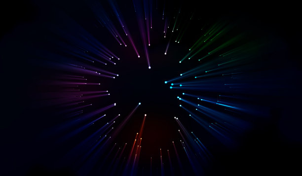 蓝色和红色的激光束向不同方向发射。矢量插图。灯光效果夜晚背景图片下载