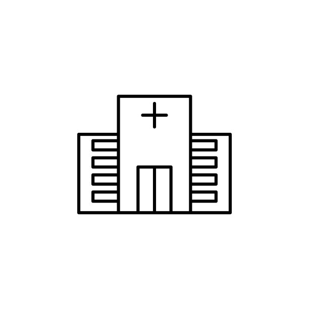 大楼，诊所，医院的标志。医院建筑元素的移动概念和web应用程序插图。细线图标用于网站设计和开发，应用程序开发图片下载