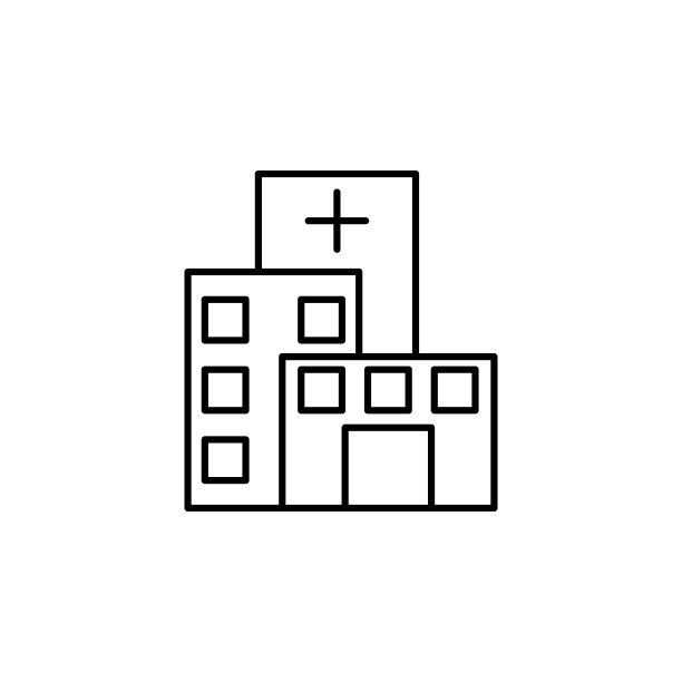 大楼，诊所，医院的标志。医院建筑元素的移动概念和web应用程序插图。细线图标用于网站设计和开发，应用程序开发图片下载