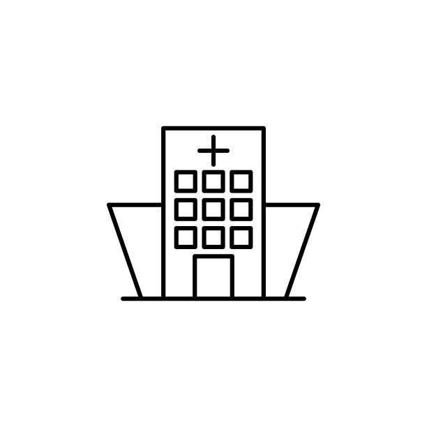 大楼，诊所，医院的标志。医院建筑元素的移动概念和web应用程序插图。细线图标用于网站设计和开发，应用程序开发图片下载