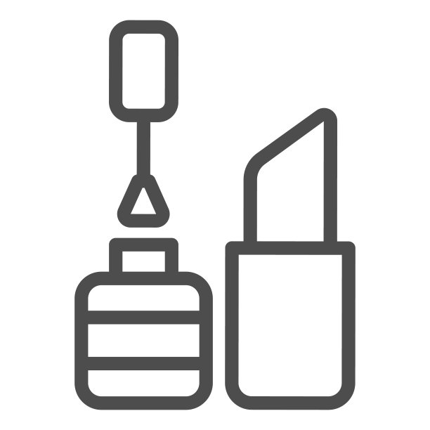 口红和画笔线图标。化妆品符号矢量插图孤立在白色。美容院轮廓风格设计，专为网页和应用设计。Eps 10。图片下载