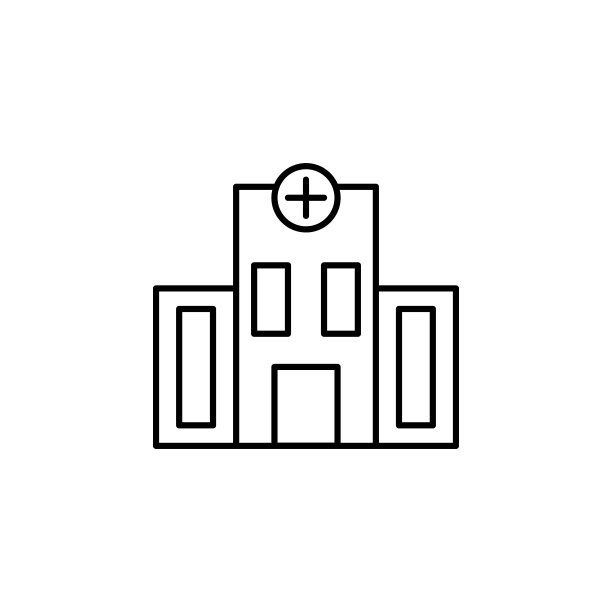 大楼，诊所，医院的标志。医院建筑元素的移动概念和web应用程序插图。细线图标用于网站设计和开发，应用程序开发图片下载