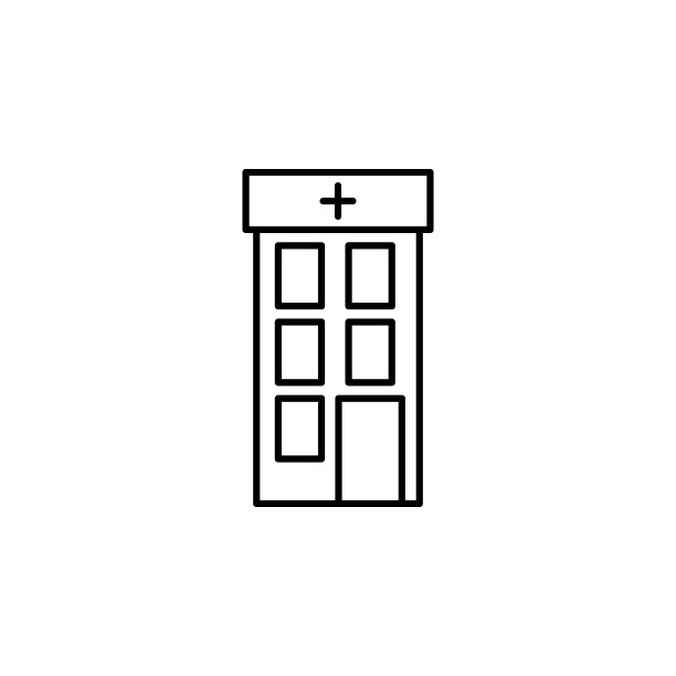 大楼，诊所，医院的标志。医院建筑元素的移动概念和web应用程序插图。细线图标用于网站设计和开发，应用程序开发图片下载